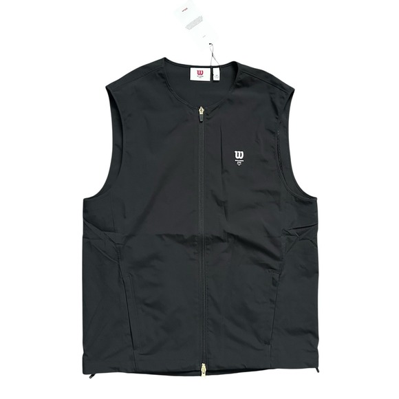 Wilson Aston Warm-Up Vest Black Men's Sleeveless Full Zip Athletic Jacket Size M